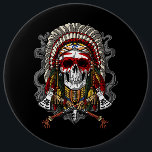 先住民アメリカスカルインディアンチーフヘッドレス 缶バッジ<br><div class="desc">先住民アメリカのスカルインディアン主任デザイン、アメリカの歴史好き先住民の全て。</div>