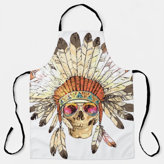 先住民アメリカスカルファッションイラストレーション エプロン (正面)