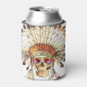 先住民アメリカスカルファッションイラストレーション 缶クーラー (缶正面)