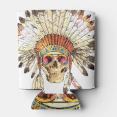 先住民アメリカスカルファッションイラストレーション 缶クーラー (裏面)