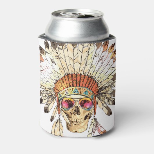 先住民アメリカスカルファッションイラストレーション 缶クーラー (缶裏面)