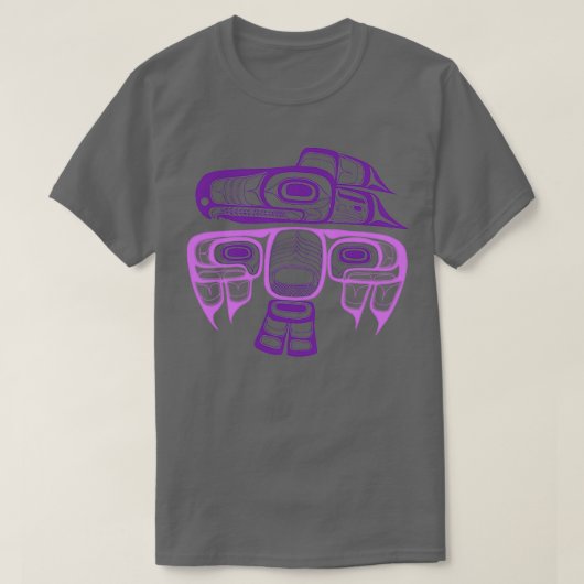 先住民アメリカスタイルアートトリンジットthunderbird purp tシャツ (デザイン正面)
