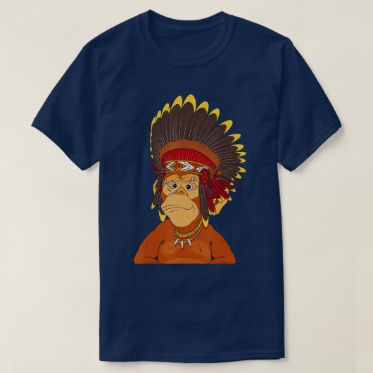 先住民アメリカスタイルサルNFTをテーマにしたサル – 1 Tシャツ (デザイン正面)