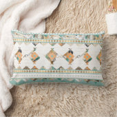 先住民アメリカティール（緑がかった色）パターン ランバークッション (ブランケット)