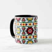 先住民アメリカデザイン-鮮やかスターバストパターン マグカップ (正面左)