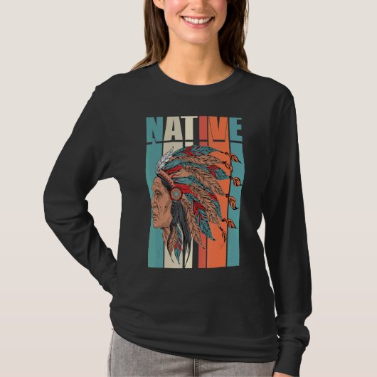 先住民アメリカプライドヴィンテージ先住民インディアン Tシャツ (正面)