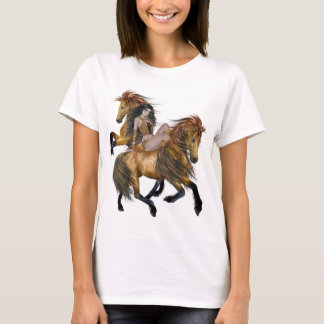 先住民アメリカプリンセスとスタリオンズシャツ Tシャツ