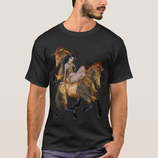 先住民アメリカプリンセスとスタリオンズシャツ Tシャツ (正面)