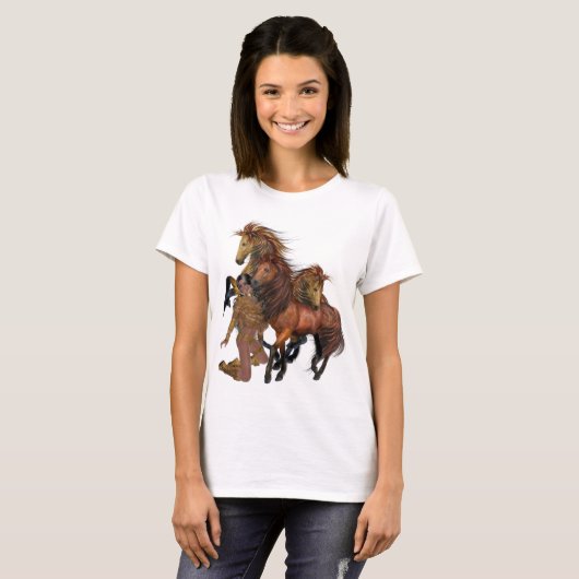 先住民アメリカプリンセスとスタリオンズシャツ Tシャツ (正面フル)