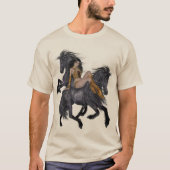先住民アメリカプリンセスとスタリオンズシャツ Tシャツ (正面)