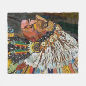 先住民アメリカラフルカンヘアドレス主任 フリースブランケット (正面(横))