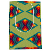 先住民アメリカラフルカ反復模様 ミディアムペーパーバッグ (正面)