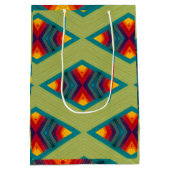 先住民アメリカラフルカ反復模様 ミディアムペーパーバッグ (裏面)