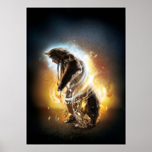 先住民アメリカンをテーマにした「クマ」プリント ポスター (正面)