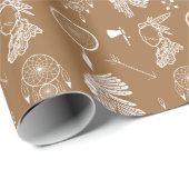 先住民アメリカンアパッチのチーフインディアンパターン ラッピングペーパー (ロールコーナー)