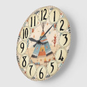 先住民アメリカンアートトライブヴィンテージ ラージ壁時計 (傾斜)