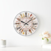 先住民アメリカンアートトライブヴィンテージ ラージ壁時計 (ホーム)