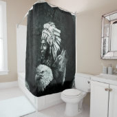 先住民アメリカンインディアンシーフズウルフイーグル02 シャワーカーテン (インサイチュ)