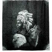 先住民アメリカンインディアンシーフズウルフイーグル02 シャワーカーテン (正面)