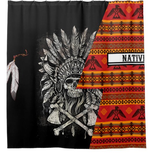先住民アメリカンインディアンチェフ03 シャワーカーテン (正面)