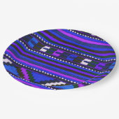 先住民アメリカンインディアンブルーの質感デザイン ペーパープレート (アングル)