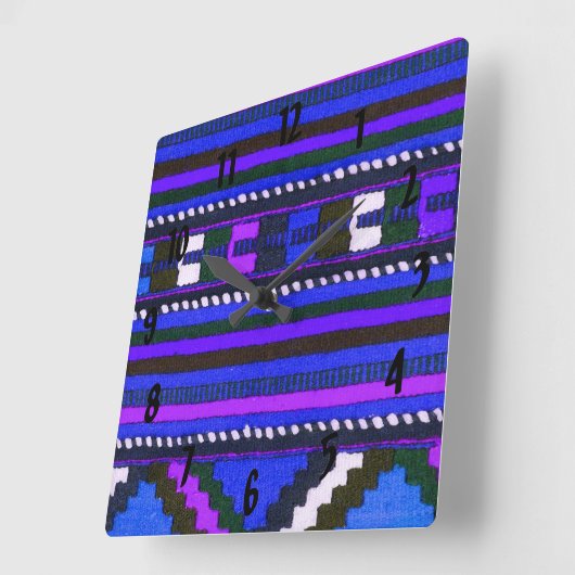 先住民アメリカンインディアンブルーテクスチャデザイン スクエア壁時計 (傾斜)