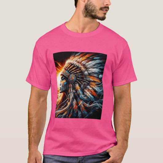 先住民アメリカンインディアン戦士 Tシャツ (正面)