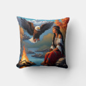 先住民アメリカンウィメンバイキャンプファイア，イーグル クッション (正面)