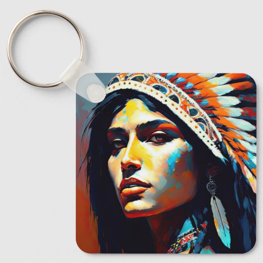 先住民アメリカンウォリアープリンセス キーホルダー (正面)
