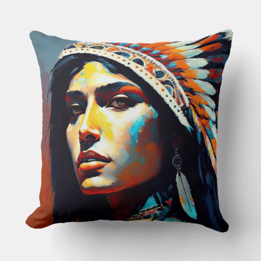 先住民アメリカンウォリアープリンセス クッション (正面)