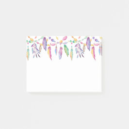 先住民アメリカンウォーターカラーフェザーズインディアン ポストイット