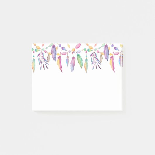 先住民アメリカンウォーターカラーフェザーズインディアン ポストイット (正面)