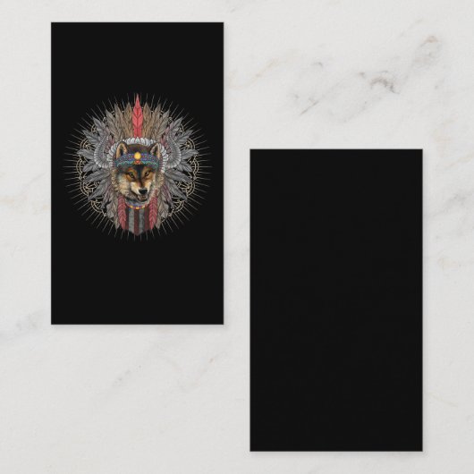 先住民アメリカンウルフアート 名刺 (正面/裏面)