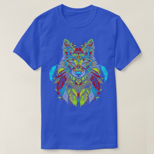 先住民アメリカンウルフ Tシャツ (デザイン正面)