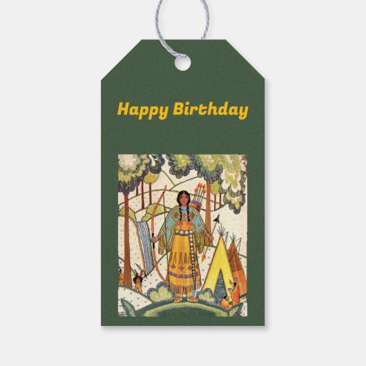 先住民アメリカンウーマンウッズウォーターフォール刺繍 ギフトタグ (裏面)