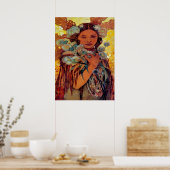 先住民アメリカンウーマンバイアルフォンスミュシャ ポスター (キッチン)