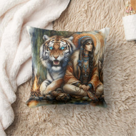 先住民アメリカンウーマンバイリバータイガー クッション