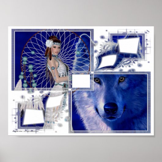 先住民アメリカンウーマン&ブルーウルフ2ポスター ポスター (正面)