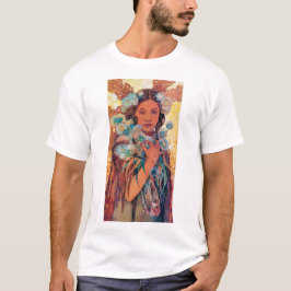 先住民アメリカンウーマン、ミュシャ Tシャツ