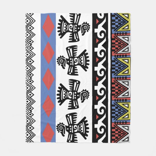 先住民アメリカンエスニックイラストレーション フリースブランケット (正面)