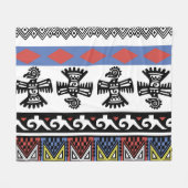 先住民アメリカンエスニックイラストレーション フリースブランケット (正面(横))