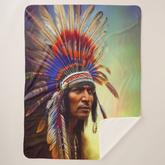 先住民アメリカンオジブウエシェルパブランケット シェルパブランケット (正面)