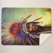 先住民アメリカンオジブウエシェルパブランケット シェルパブランケット (正面(横))