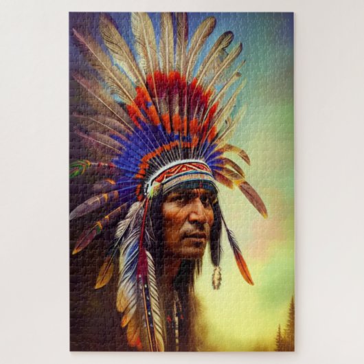 先住民アメリカンオジベパズル ジグソーパズル (縦)