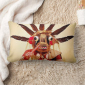 先住民アメリカンカチーナドールウッド顔写真 ランバークッション (ブランケット)