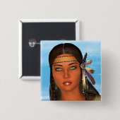 先住民アメリカンガール 缶バッジ (正面&裏面)