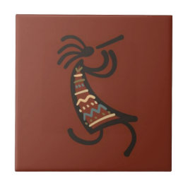 先住民アメリカンコケペルリダンサーダークレッド タイル