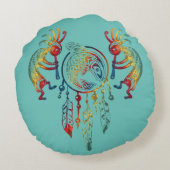 先住民アメリカンココペリホエールドリームキャッチャー1 ラウンドクッション (裏面)