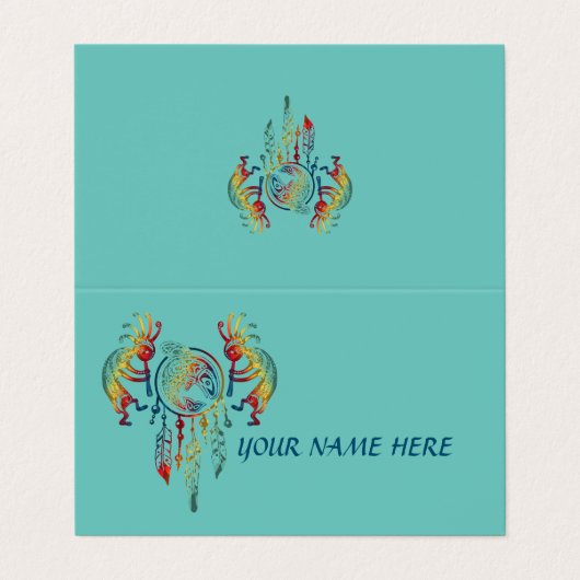 先住民アメリカンココペリホエールドリームキャッチャー1 名刺 (外部フラット)