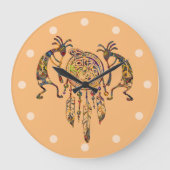 先住民アメリカンココペリホエールドリームキャッチャー2 ラージ壁時計 (正面)